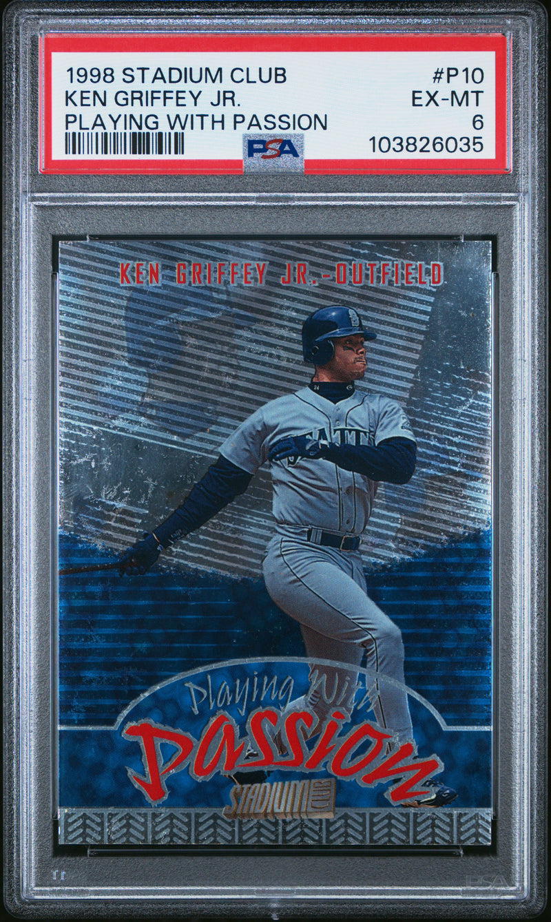 Ken Griffey Jr 1998 Topps Stadium Club Playing With Passion PSA 6-1