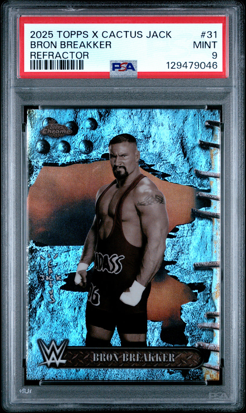 Bron Breakker 2025 Topps Chrome X Cactus Jack WWE Refractor #31 PSA 9-1