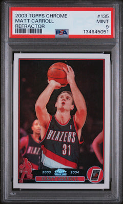 Matt Carroll RC 2003-04 Topps Chrome Refractor Rookie #135 PSA 9-1