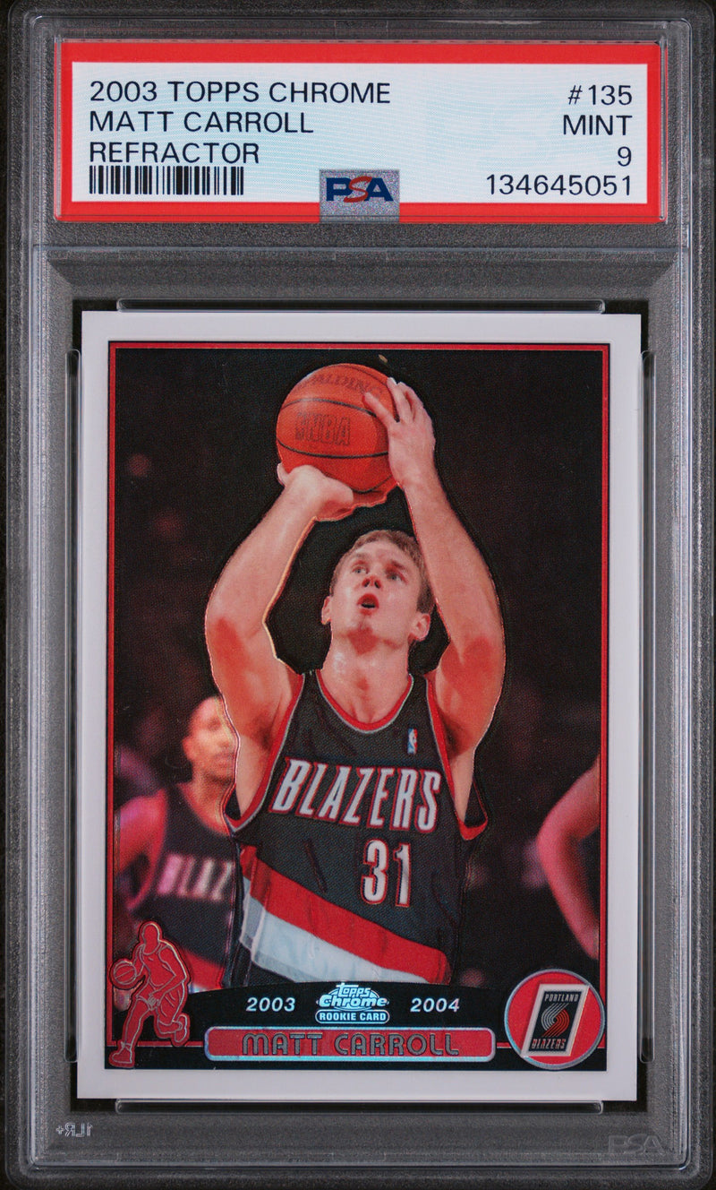Matt Carroll RC 2003-04 Topps Chrome Refractor Rookie #135 PSA 9-1