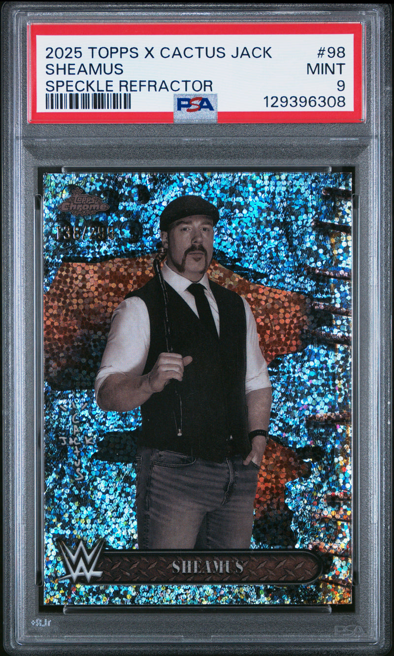 Sheamus 2025 Topps Chrome X Cactus Jack WWE Speckle Refractor SP 138/299 PSA 9-1