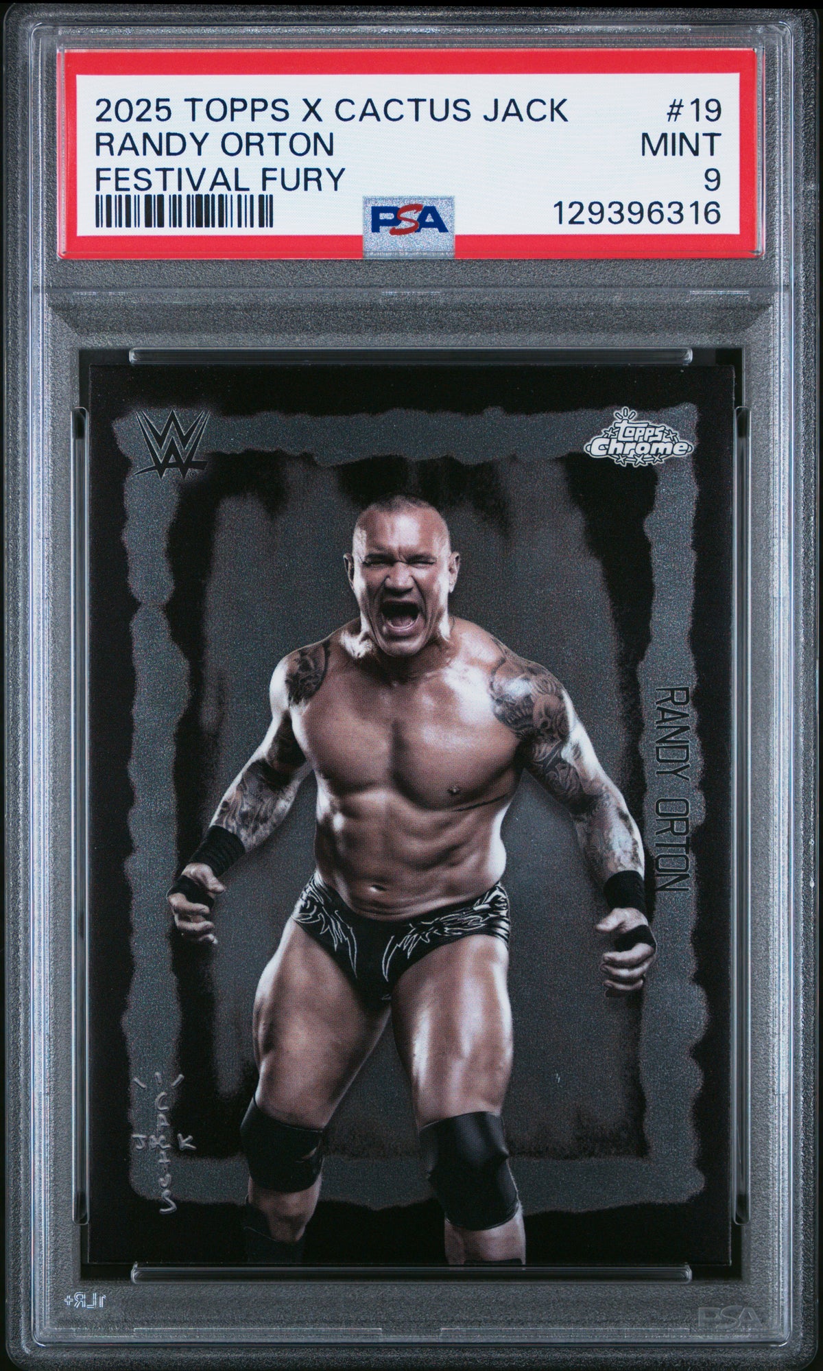 Randy Orton 2025 Topps Chrome X Cactus Jack WWE Festival Fury #19 PSA 9