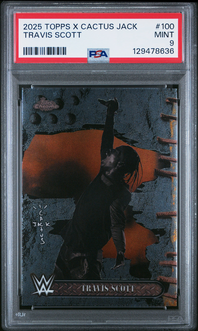 Travis Scott 2025 Topps Chrome X Cactus Jack WWE #100 PSA 9-1