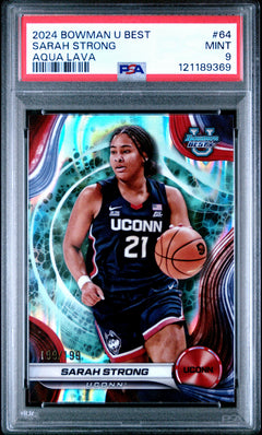 Sarah Strong RC 2024-25 Bowman U Best Aqua Refractor Rookie SP 199/199 PSA 9-1