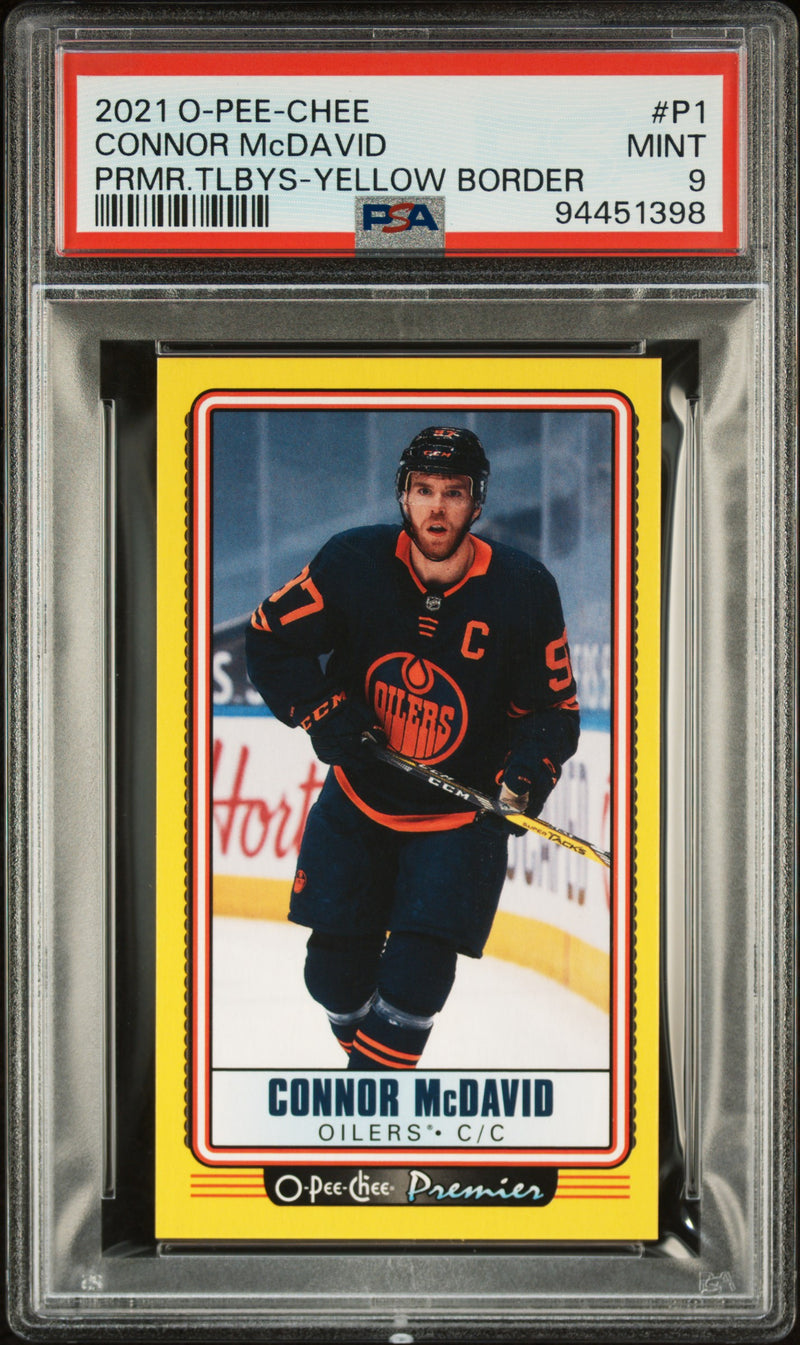 Connor Mcdavid 2021 O-Pee-Chee Premier Yellow Border Mini PSA 9-1