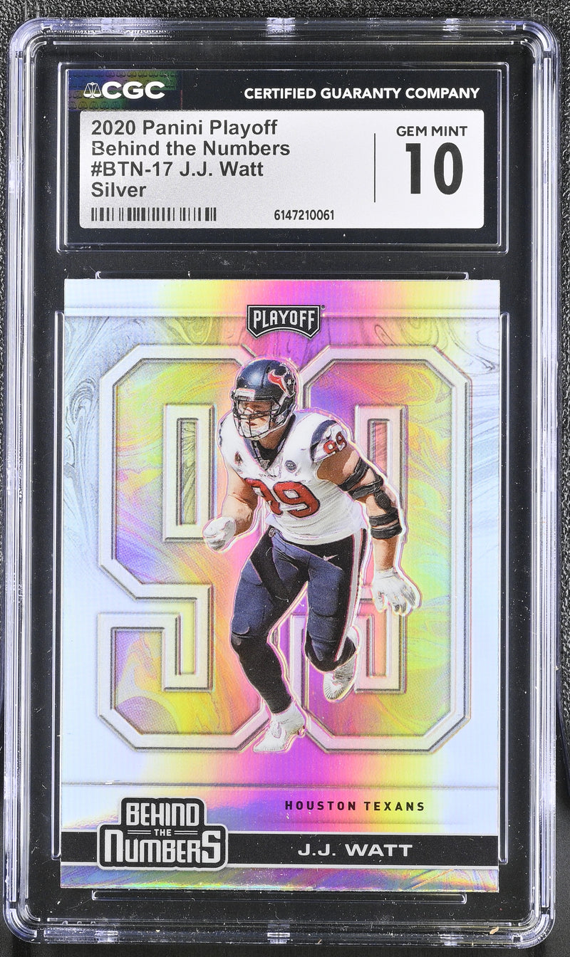 JJ Watt 2020 Panini Playoff Silver Behind The Numbers CGC 10-1