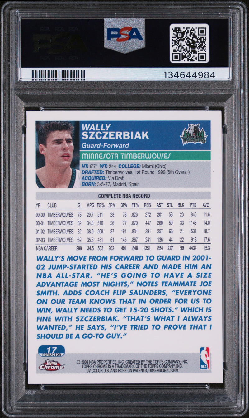 Wally Szczerbiak 2003-04 Topps Chrome Refractor #17 PSA 9-2