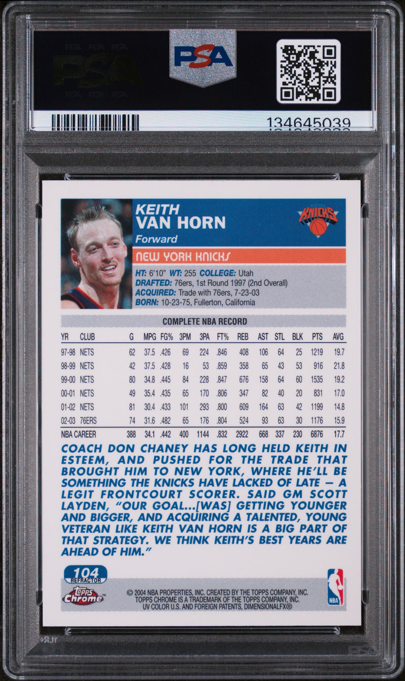 Keith Van Horn 2003-04 Topps Chrome Refractor #104 PSA 9-2