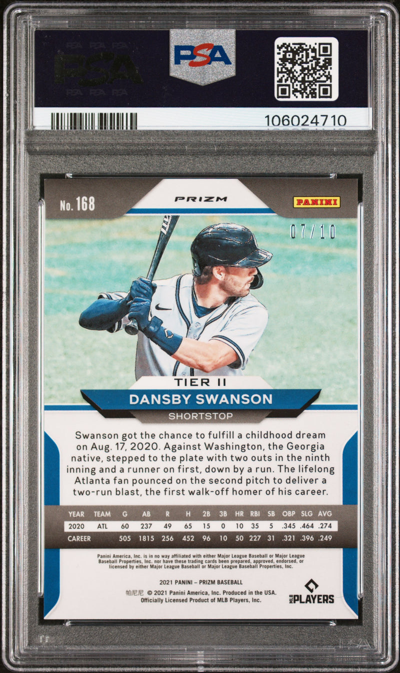 Dansby Swanson 2021 Panini Prizm Gold Donut Circles Disco SP 7/10 PSA 9-2