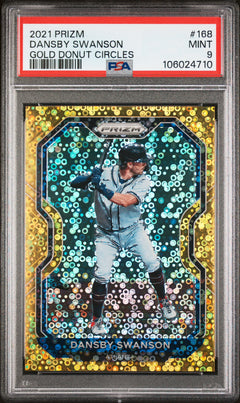 Dansby Swanson 2021 Panini Prizm Gold Donut Circles Disco SP 7/10 PSA 9-1