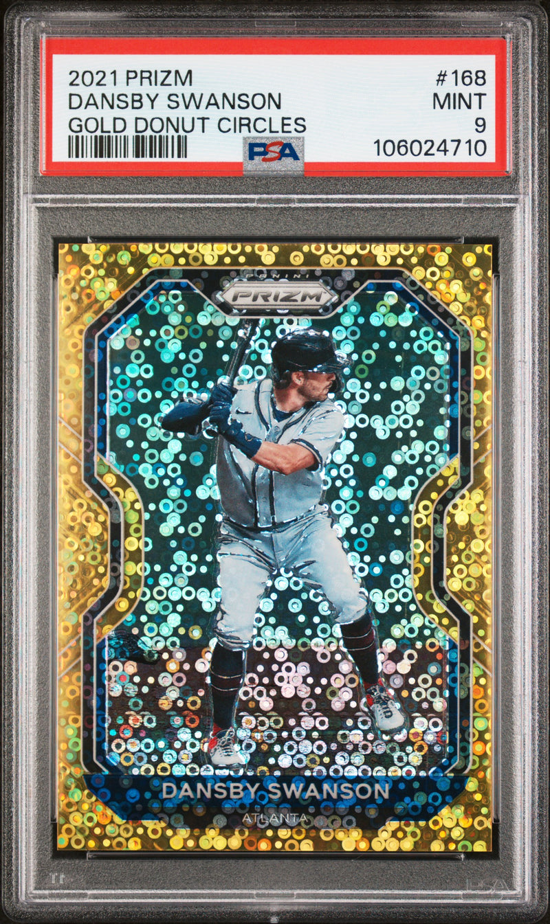 Dansby Swanson 2021 Panini Prizm Gold Donut Circles Disco SP 7/10 PSA 9-1
