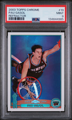 Pau Gasol 2003-04 Topps Chrome Refractor #19 PSA 9-1
