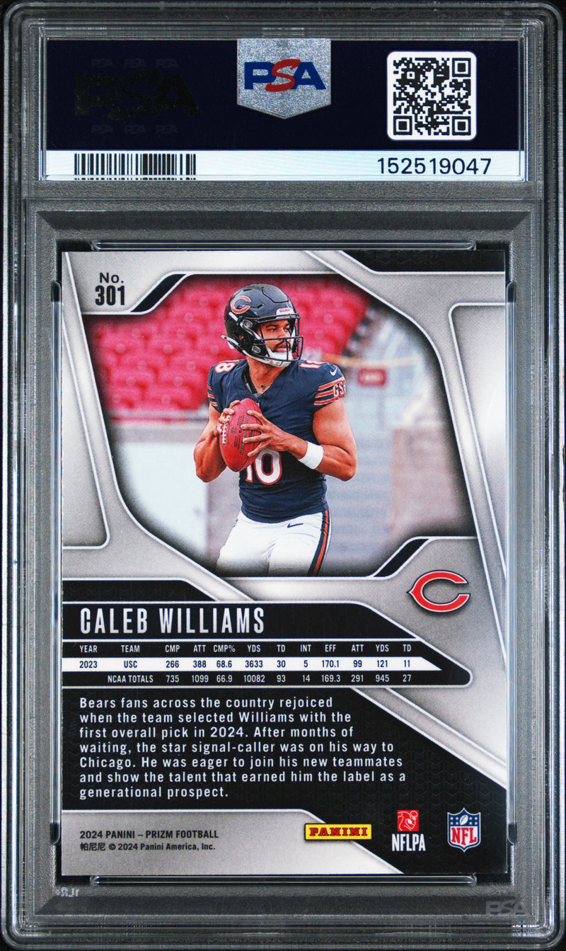 Caleb Williams RC 2024 Panini Prizm Rookie #301 PSA 9-2