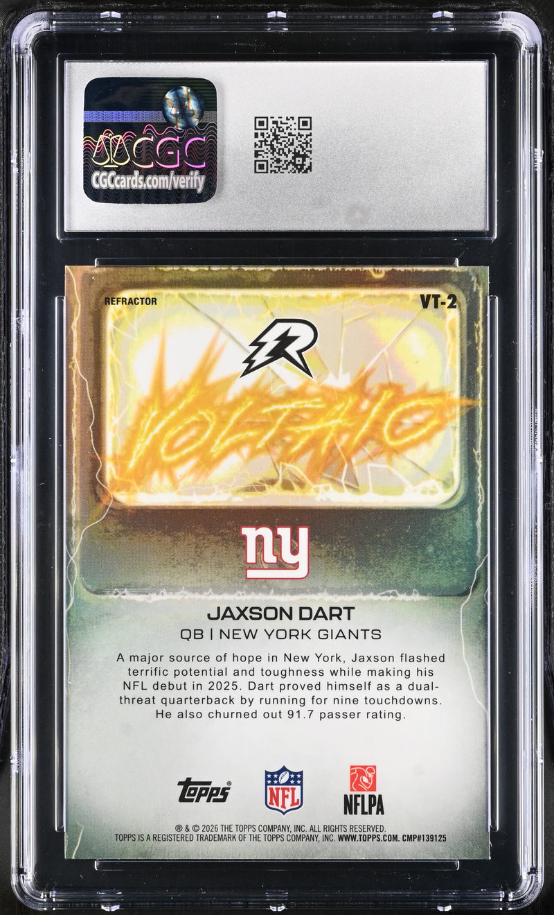 Jaxson Dart RC 2025 Topps Resurgence Refractor Voltaic Rookie CGC 10-2