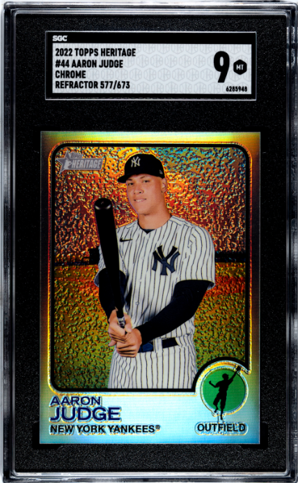 Aaron Judge 2022 Topps Heritage Chrome Refractor SP 577/673 SGC 9