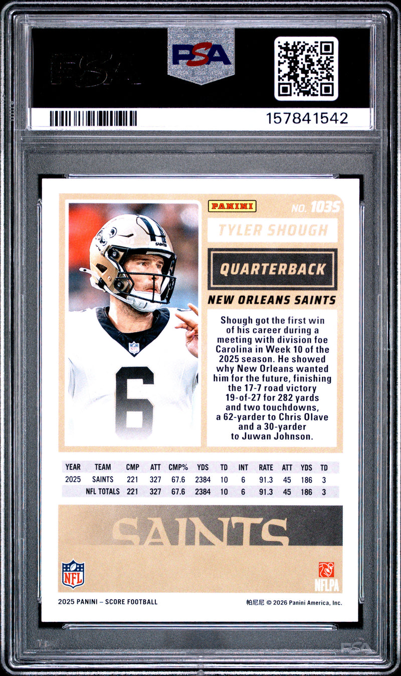 Tyler Shough RC 2025 Panini Score Supplemental Rookie PSA 10-2