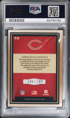Gale Sayers 2007 Donruss Elite Throwback Threads Game Used Patch SP 186/249 PSA 9-2