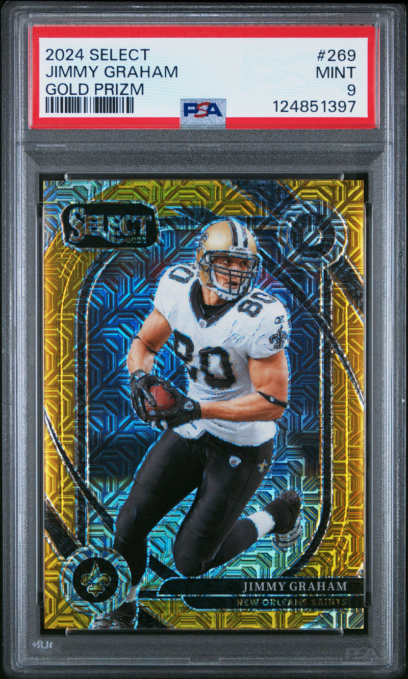 Jimmy Graham 2024 Panini Select Club Level Gold Prizm SP 1/10 PSA 9-1