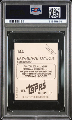 Lawrence Taylor 1982 Topps Stickers Coming Soon #144 PSA 9-2