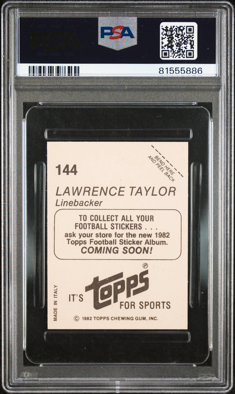 Lawrence Taylor 1982 Topps Stickers Coming Soon #144 PSA 9-2