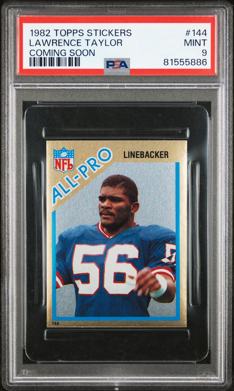 Lawrence Taylor 1982 Topps Stickers Coming Soon #144 PSA 9-1