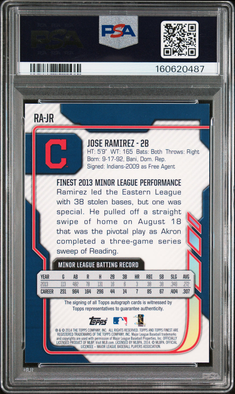 Jose Ramirez RC 2014 Topps Finest Rookie Auto PSA 8-2
