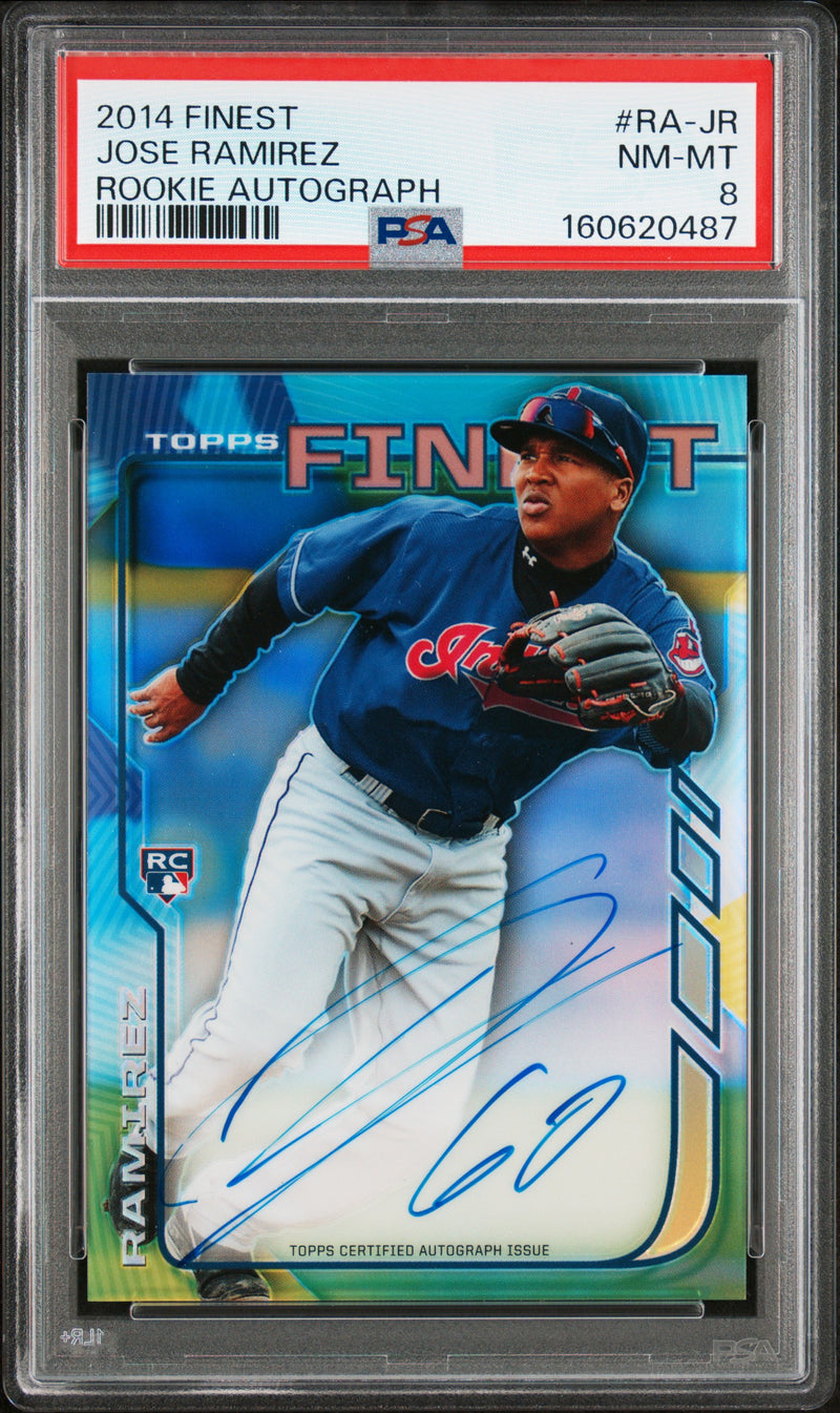 Jose Ramirez RC 2014 Topps Finest Rookie Auto PSA 8-1