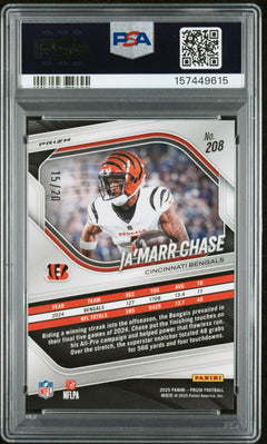 Ja'Marr Chase 2025 Panini Prizm Panini Logo Prizm 15/20 #208 PSA 10-2