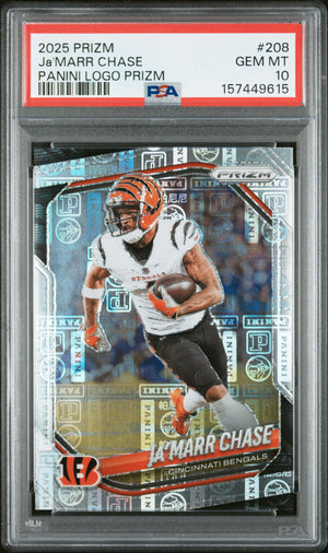 Ja'Marr Chase 2025 Panini Prizm Panini Logo Prizm 15/20 #208 PSA 10