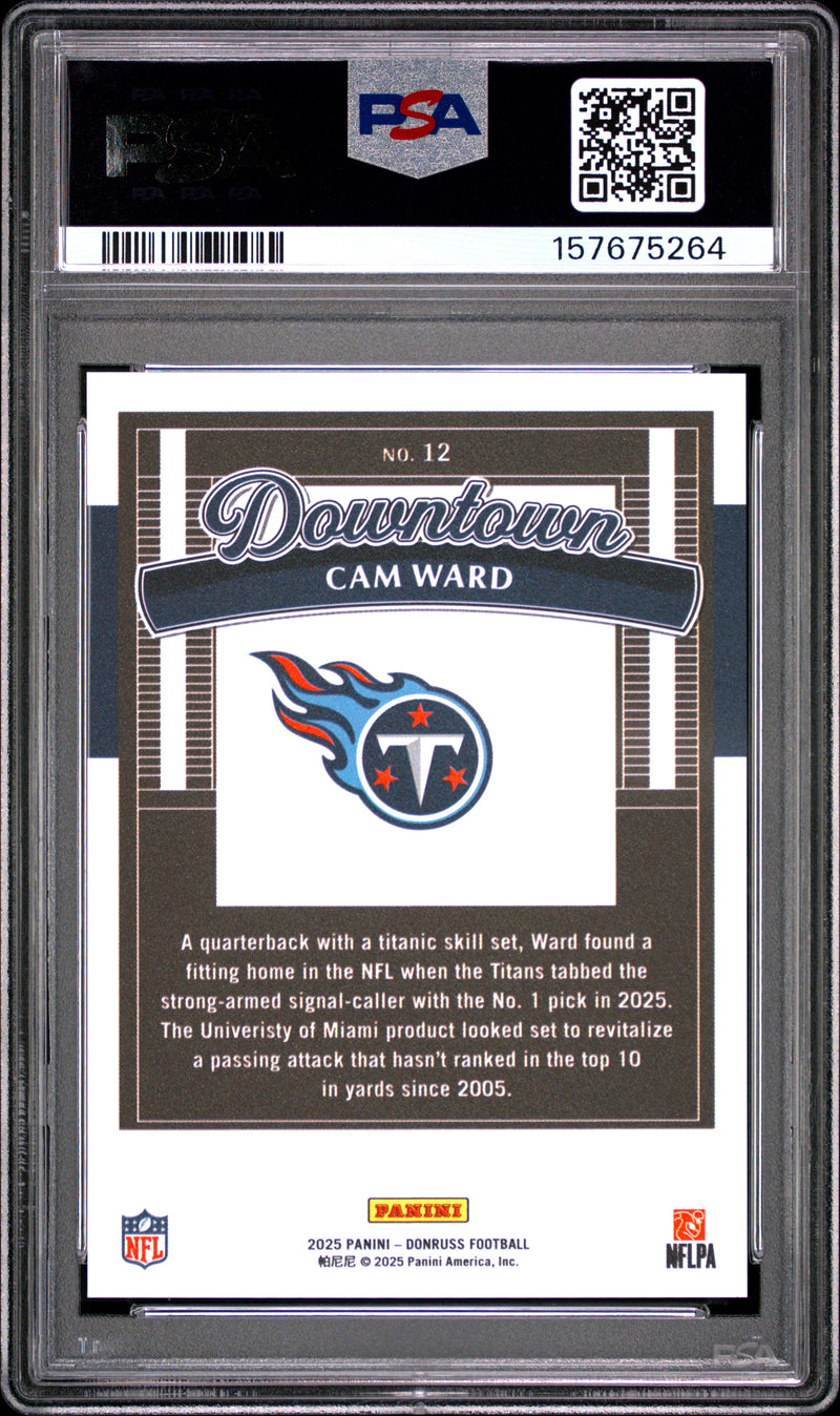 Cam Ward 2025 Panini Donruss Downtown #12 PSA 10-2