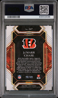 Ja'Marr Chase 2021 Panini Select Red Prizm 28/49 #247 PSA 10-2