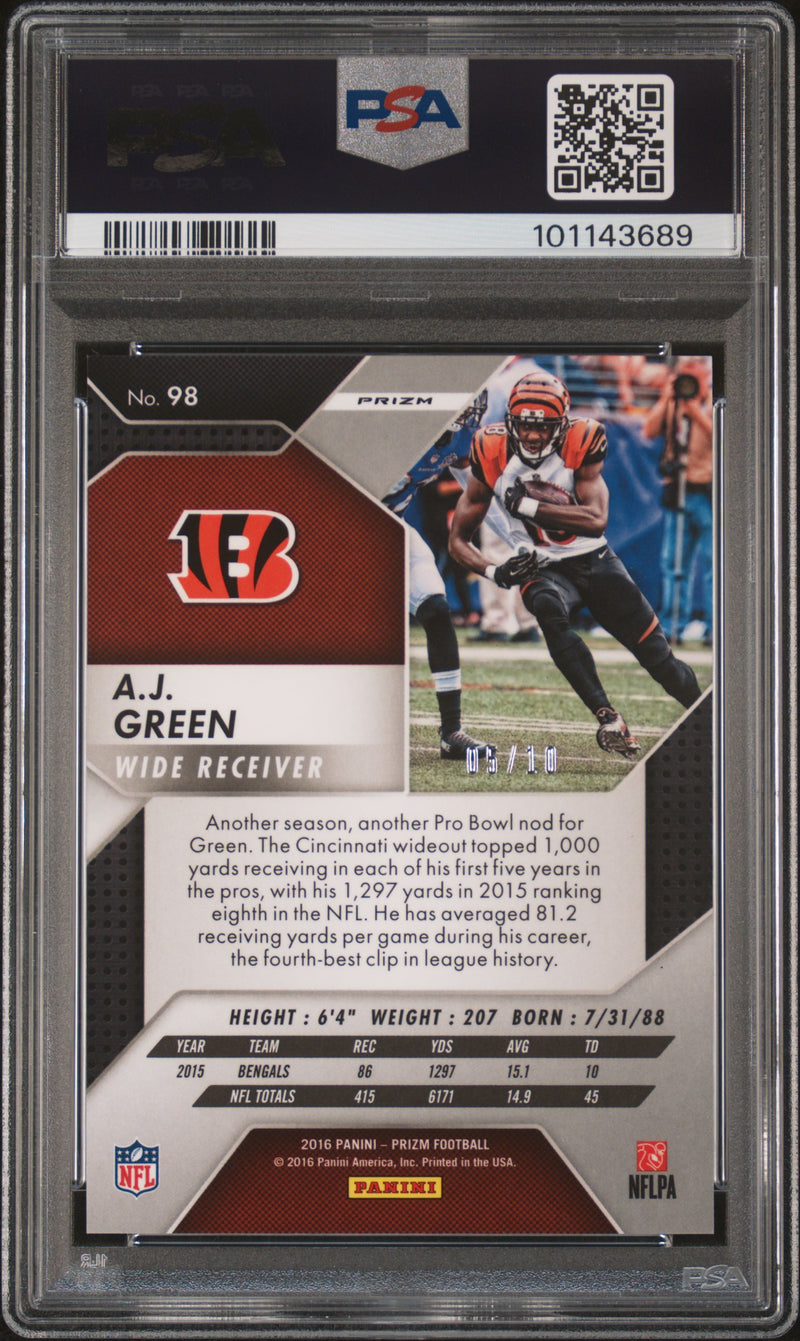 A.J. Green 2016 Panini Prizm Gold Prizm 5/10 #98 PSA 9-2