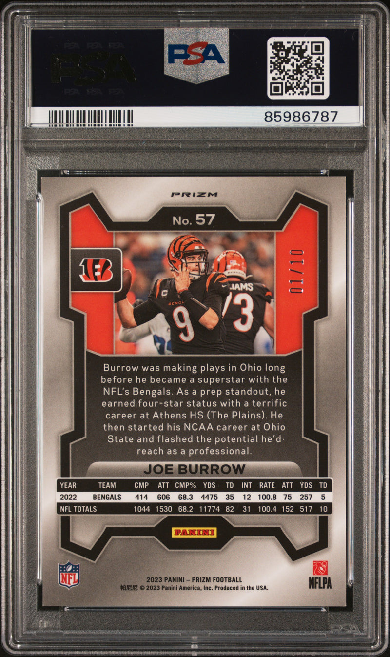 Joe Burrow 2023 Panini Prizm Gold Shimmer 1/10 #57 PSA 8-2
