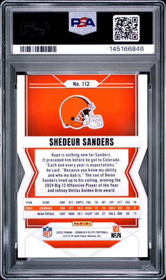 Shedeur Sanders 2025 Panini Donruss Elite Lavender Pyramids 81/649 #112 PSA 10-2
