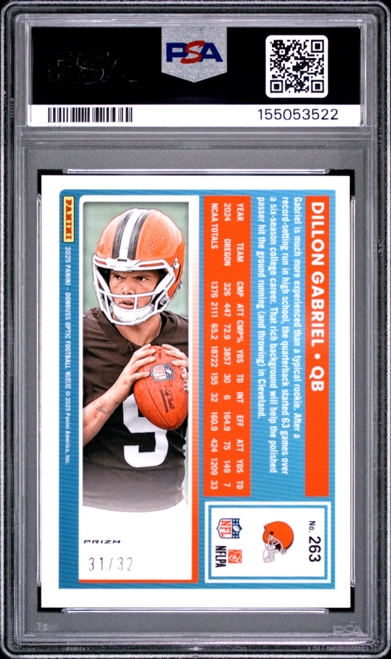 Dillon Gabriel 2025 Panini Donruss Optic Team Logo 31/32 #263 PSA 9-2