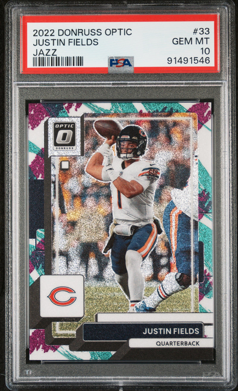 Justin Fields 2022 Panini Donruss Optic Jazz #33 PSA 10-1