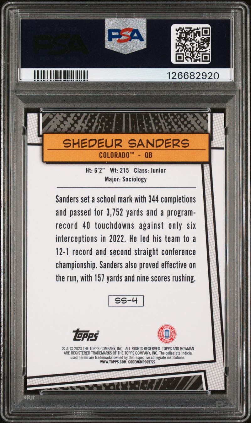 Shedeur Sanders 2023 Bowman University Chrome Saturday Superstars #SS4 PSA 10-2
