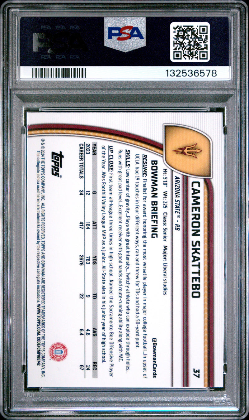 Cameron Skattebo 2024 Bowman University Chrome #37 PSA 10-2
