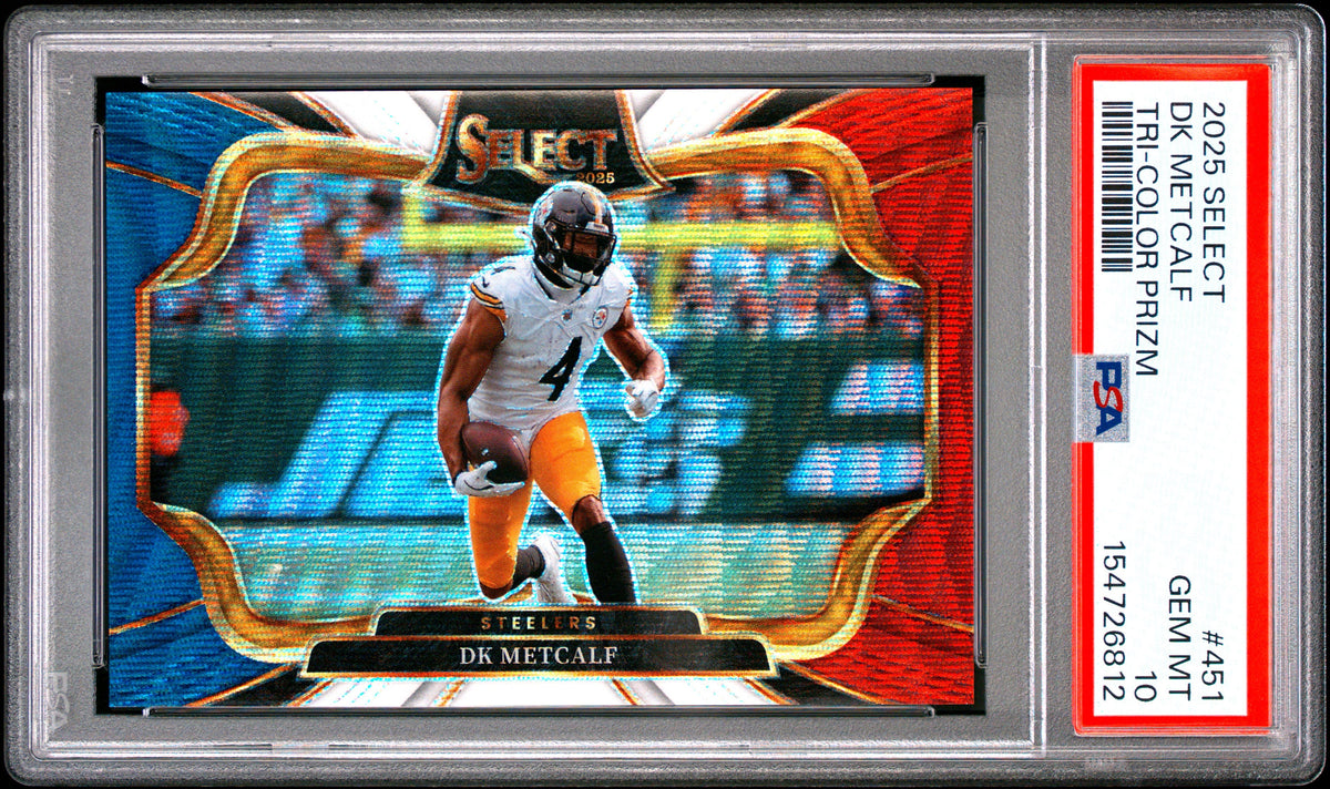 Dk Metcalf 2025 Panini Select Tri-Color Prizm 29/99 #451 PSA 10