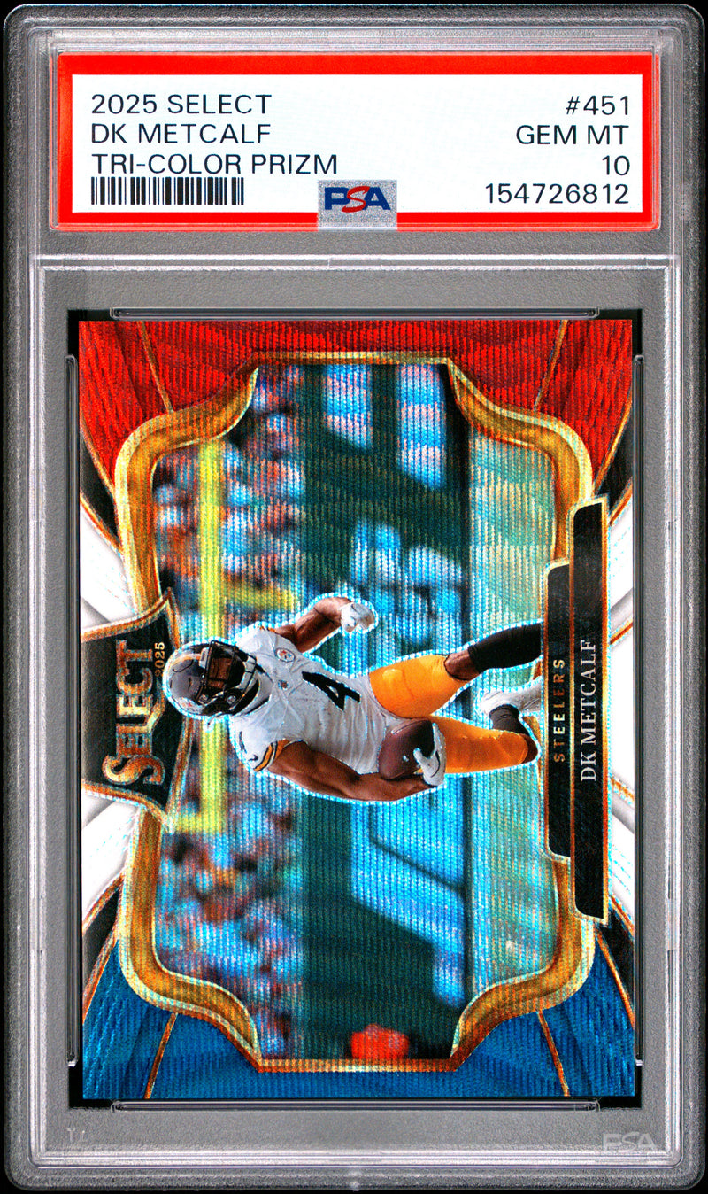 Dk Metcalf 2025 Panini Select Tri-Color Prizm 29/99 #451 PSA 10-1