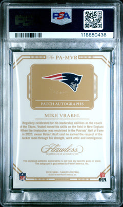 Mike Vrabel 2023 Panini Flawless Patch Autographs 11/25 #PAMVR PSA 9-2