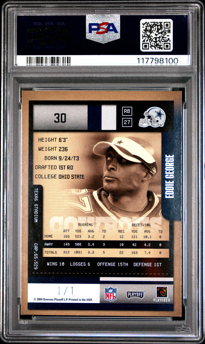 Eddie George 2004 Playoff Contenders Championship Ticket 1/1 #30 PSA 8-2