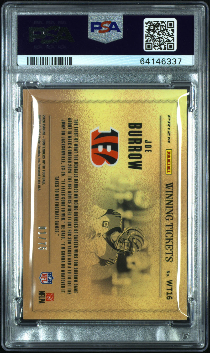 Joe Burrow 2020 Panini Contenders Optic Winning Tickets Pink 1/75 #WT16 PSA 9-2