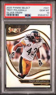 Troy Polamalu 2020 Panini Select Silver Prizm #341 PSA 10-1