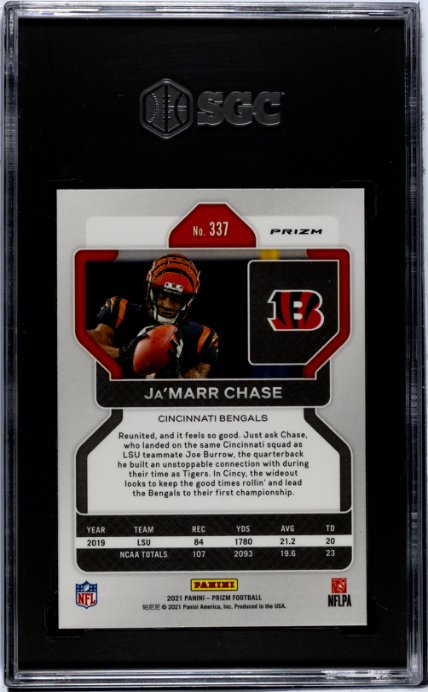 Ja'Marr Chase 2021 Panini Prizm Lazer Prizm #337 SGC 9.5-2