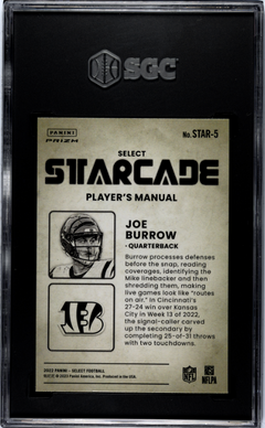 Joe Burrow 2022 Panini Select Starcade #STAR-5 SGC 10-2