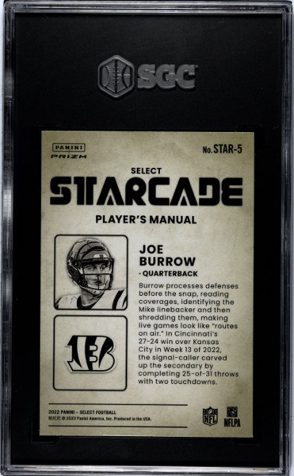 Joe Burrow 2022 Panini Select Starcade #STAR-5 SGC 10-2