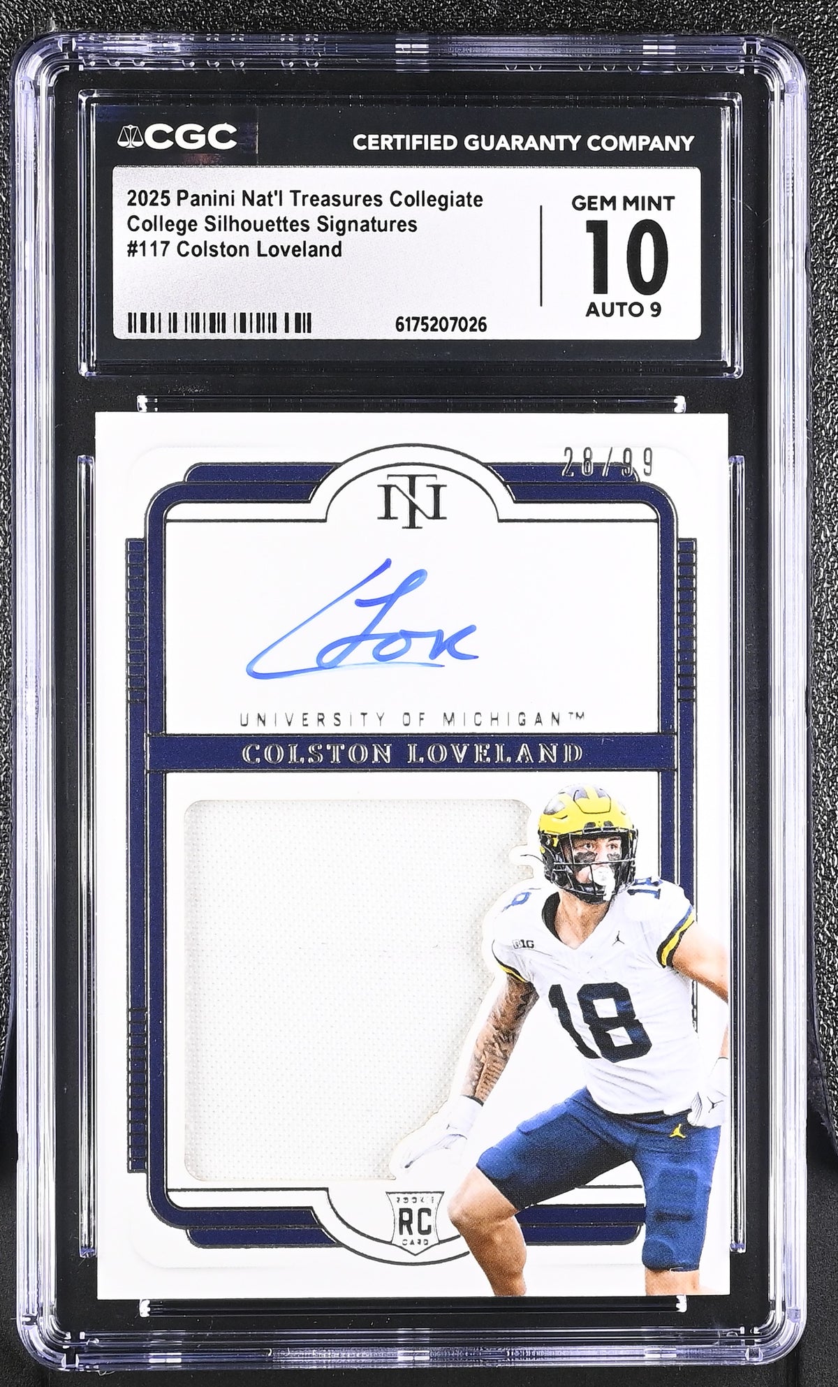 Colston Loveland 2025 Nat'l Treasures Collegiate College Silhouettes Signatures 28/99 #117 CGC 10
