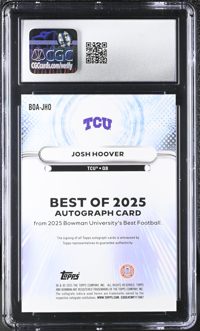 Josh Hoover 2025 University Best Best of '25 Autographs #BOA-JHO CGC 9-2
