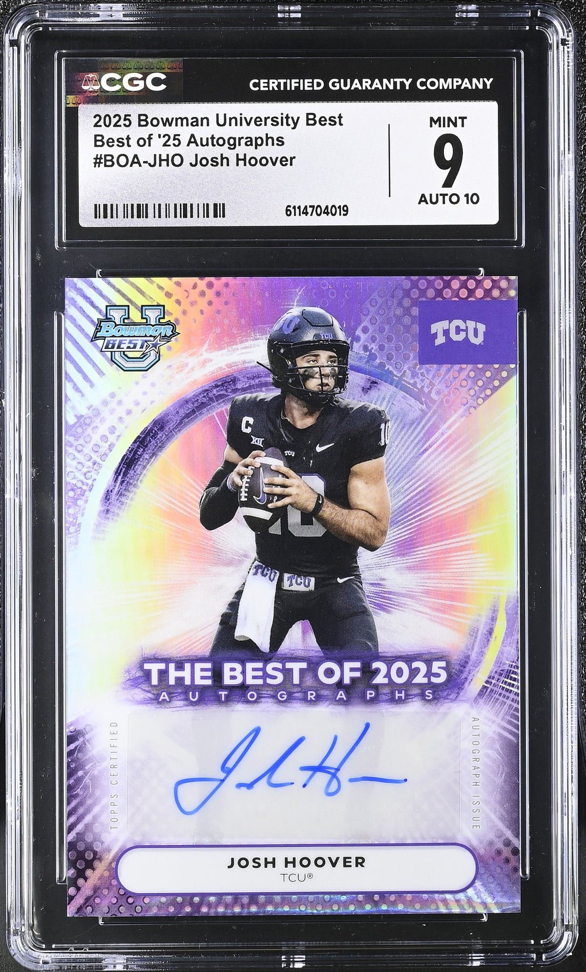 Josh Hoover 2025 University Best Best of '25 Autographs #BOA-JHO CGC 9